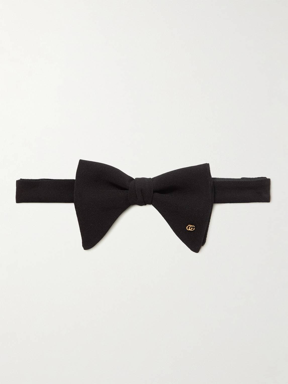 Gucci Pre-Tied Logo-Embellished Silk Crepe de Chine Bow Tie - Black