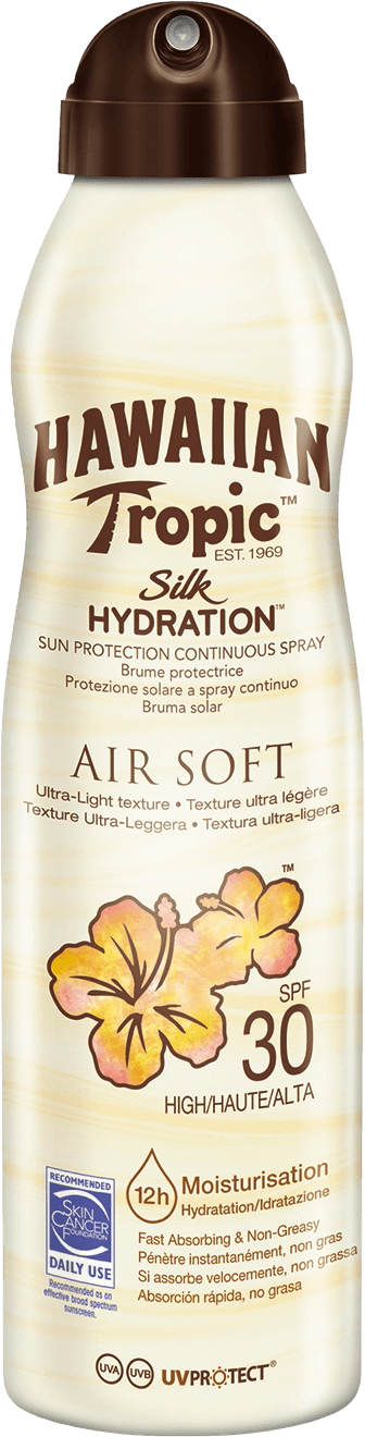 Hawaiian Tropic Silk Hydration Sun Protection Continuous Spray Air Soft SPF30 177ml