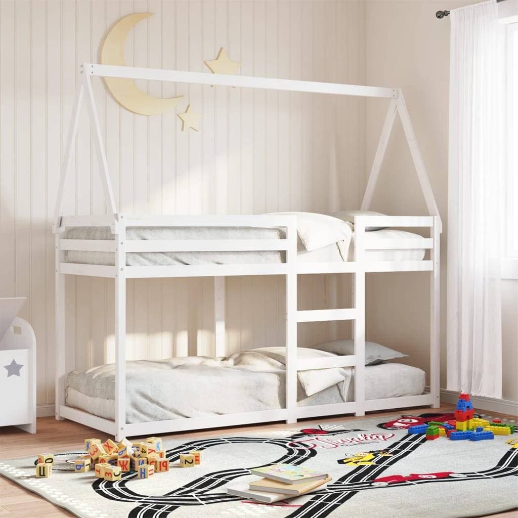 vidaXL Med Tak Vit 80x200 cm Massiv Furu Våningssäng