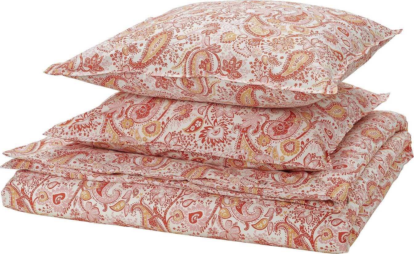 IKEA RODGERSIA 2 örngott Påslakan Vit, Rosa (240x220cm)