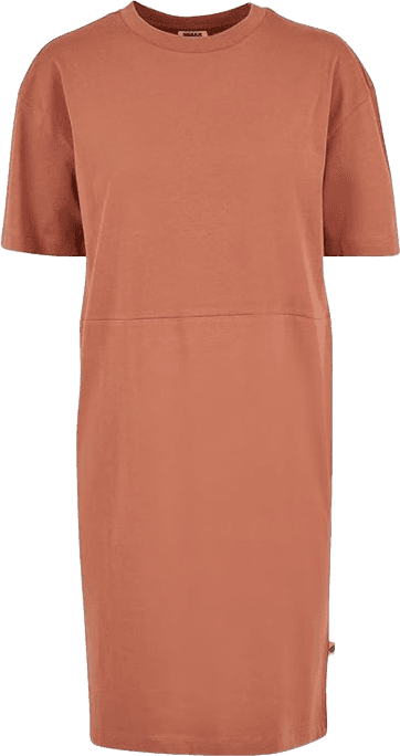 Urban Classics Organic Oversized Slit Tee Dress - Terracotta