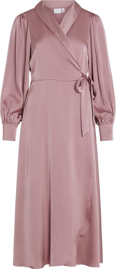 Vila Enna Ravenna Long Sleeve Midi Wrap Dress - Foxglove