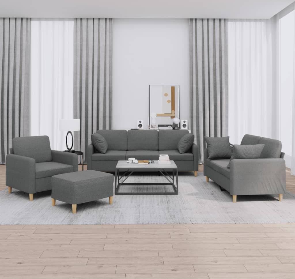 vidaXL Soffgrupp med kuddar, 4 delar, mörkgrå Soffa 5-sits, 4-sits