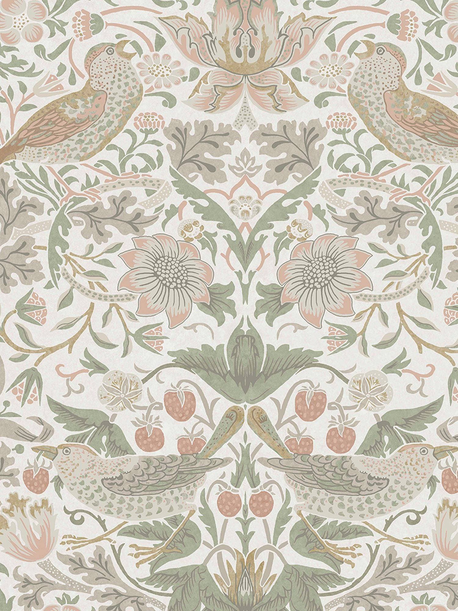 William Morris At Home Strawberry Thief Sage Pink Tapet 0.52x10.05m