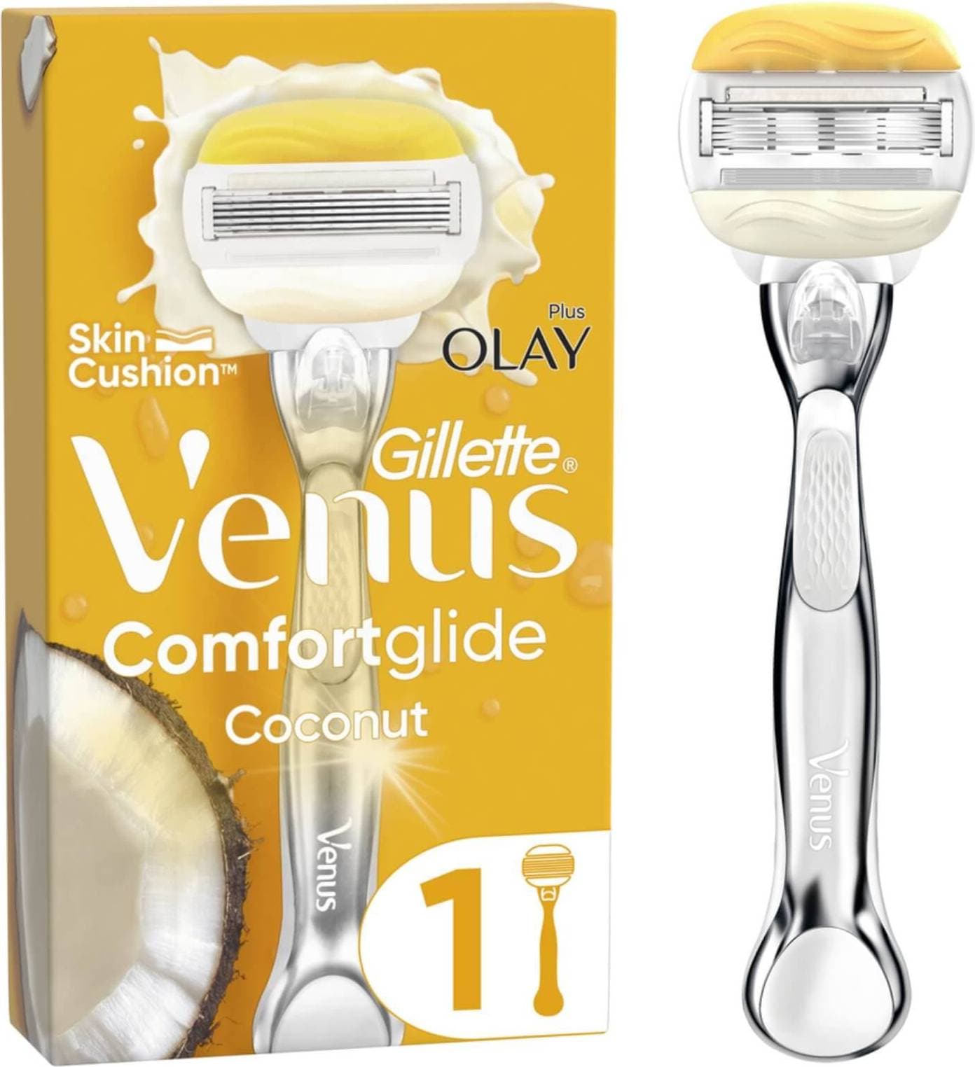 Gillette Venus Comfortglide & Olay Coconut Razor + 2 Cartridges