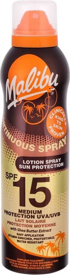 Malibu Aerosol Continuous Sun Spray Lotion SPF15 175ml