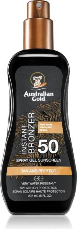 Australian Gold Spray Gel Sunscreen with Instant Bronzer SPF50 237ml