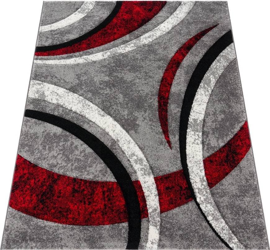 Paco Home Modern Abstract Design Silver, Röd, Grå 80x300cm