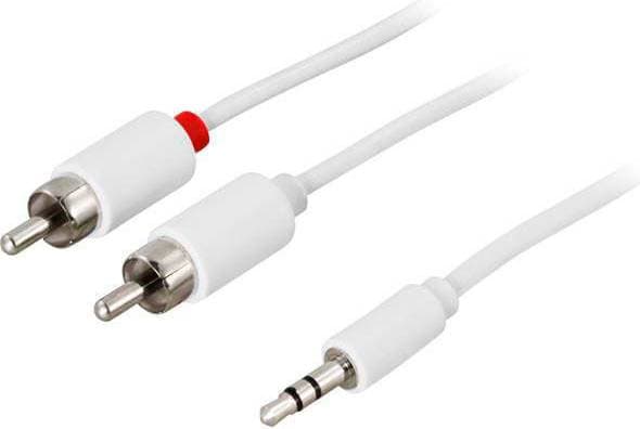 Deltaco 3,5mm till 2xRCA Ljudkabel 5m Vit 5m