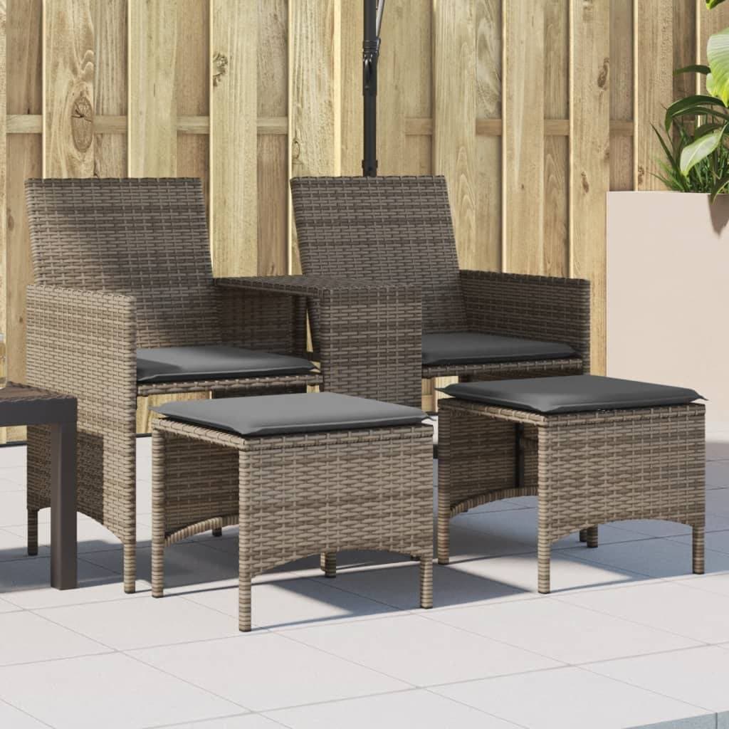 vidaXL 2-sits trädgårdssoffa med bord och fotpallar Loungeset, Bord inkl. 1 Soffor