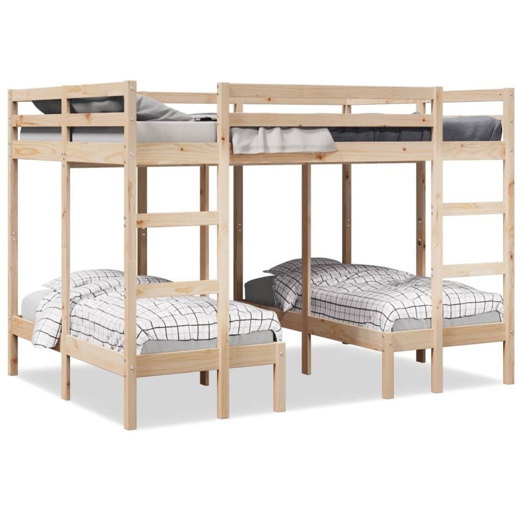 vidaXL Våningssäng 3 Platser 140x200/70x140 cm Massiv Furu Våningssäng