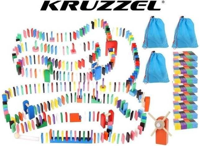 Kruzzel Trädomino Kulodrom 1131 Delar, Färgglada Klossar, 3 År