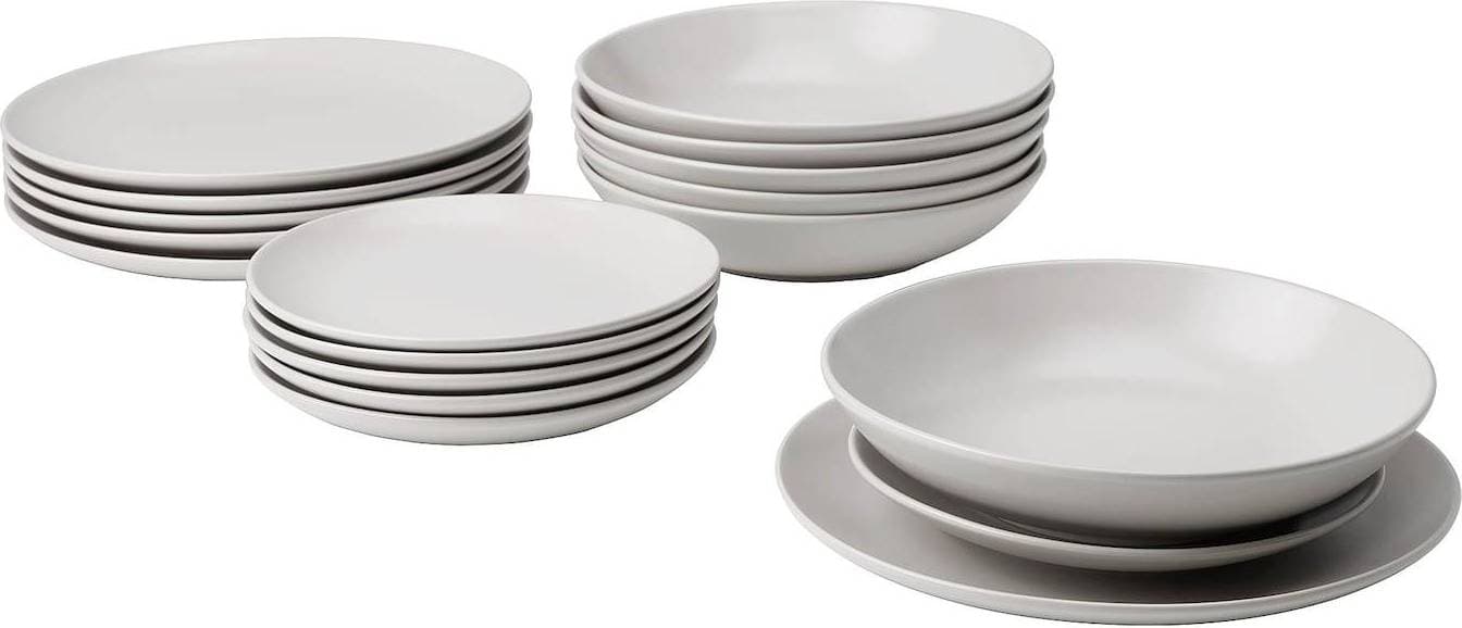 IKEA Färgklar Matt Light Gray Tallriksset 18st