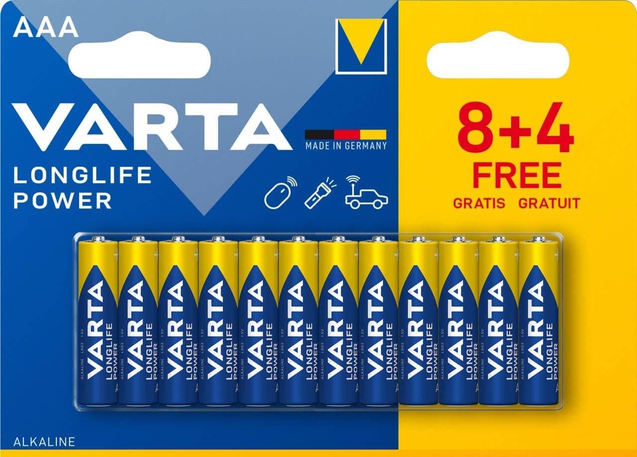 Varta Longlife Power AAA Alkaline Battery 12-pack