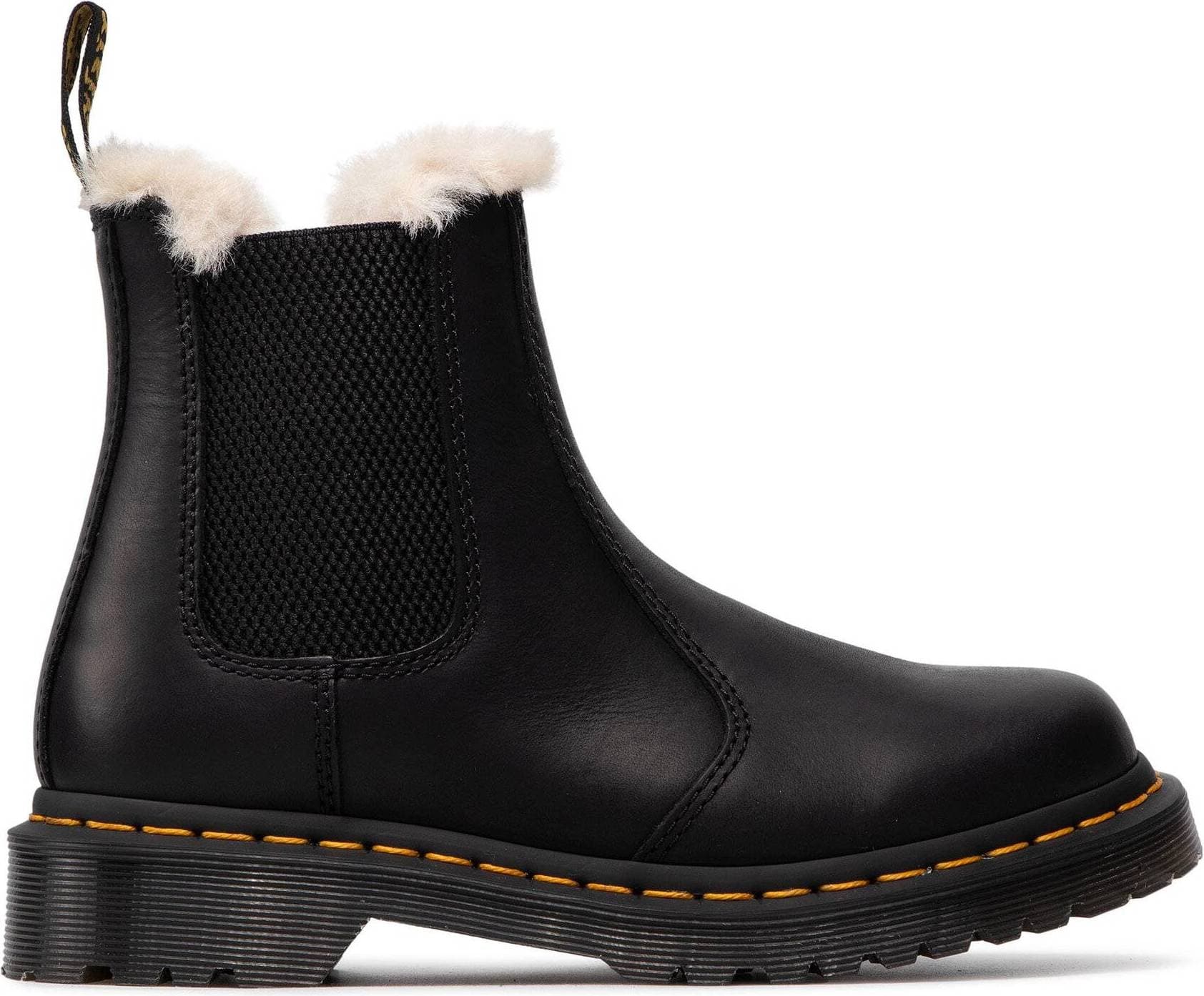 Dr. Martens 2976 Women's Faux Fur Lined Chelsea Boots - Black Burnished Wyoming