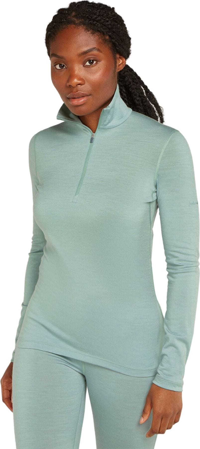 Icebreaker Women's Oasis L/S Half Zip Långärmad tröja merinoull Färg grå/turkos