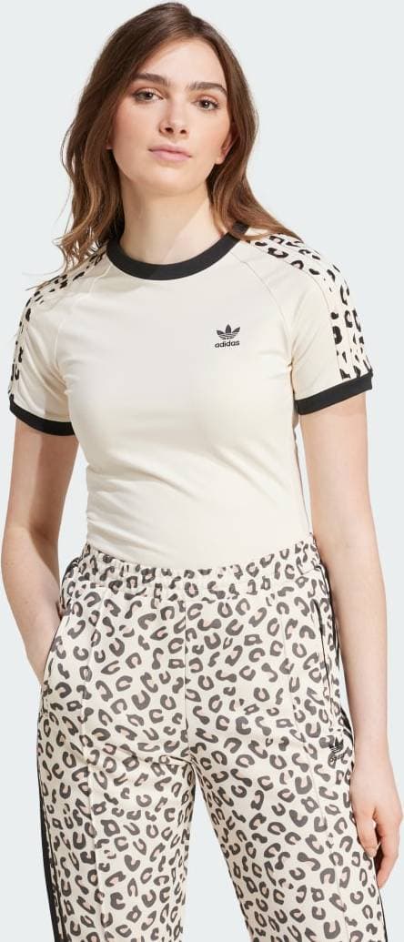 adidas Leopard 3-Stripes T-shirt - Wonder White