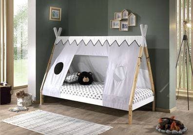 Vipack Säng Med Textil Tipi 90x200 Cm Hussäng Vit Natur