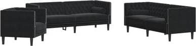 vidaXL 3209286 Black Soffa 194cm 3st 3-sits, 1-sits, 2-sits