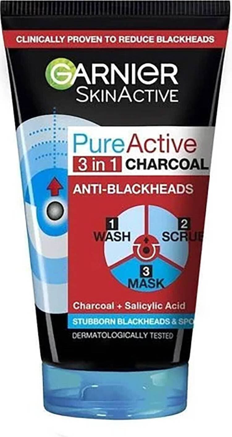 Garnier Pure Active Intensive Charcoal 3-in-1 Wash, Scrub & Mask 150ml