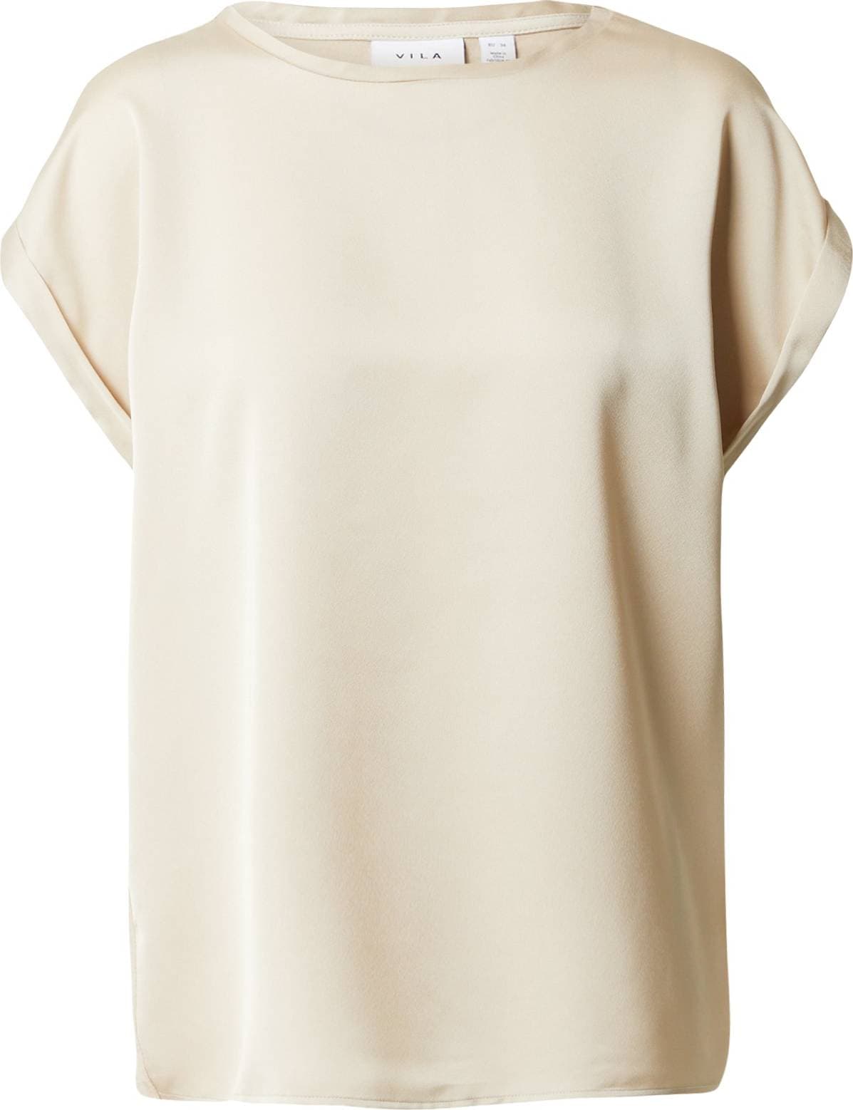 Vila Viellette S/S Satin Top - Cement