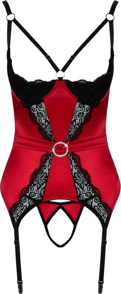 Cottelli Collection Demi Cup Set Med Öppna Kupor Och Stringtrosa