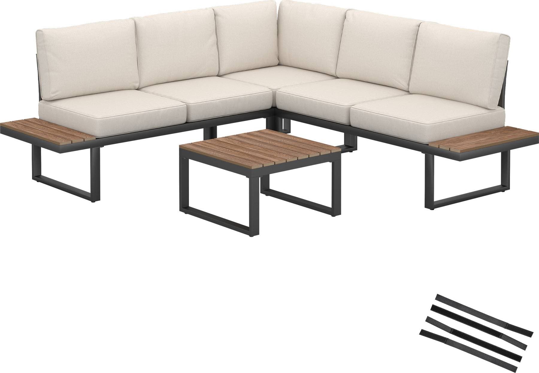 tectake Loungeset Eliar 4-delar Med Aluminiumram Svart