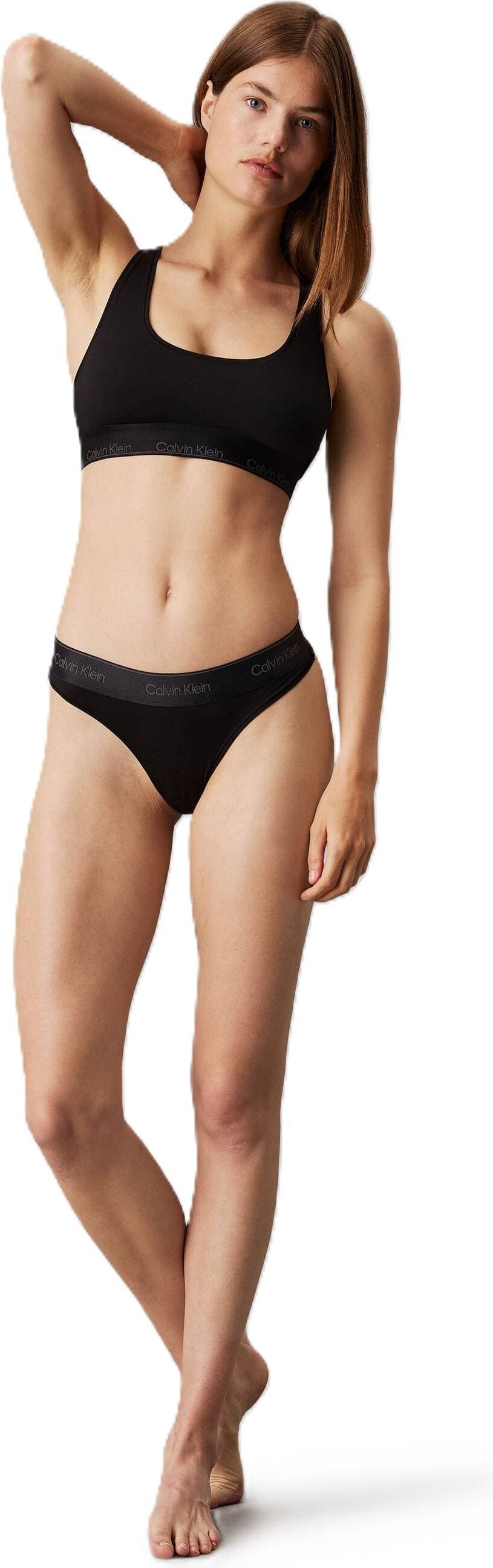 Calvin Klein Modern Cotton Bralette and Thong Set - Black