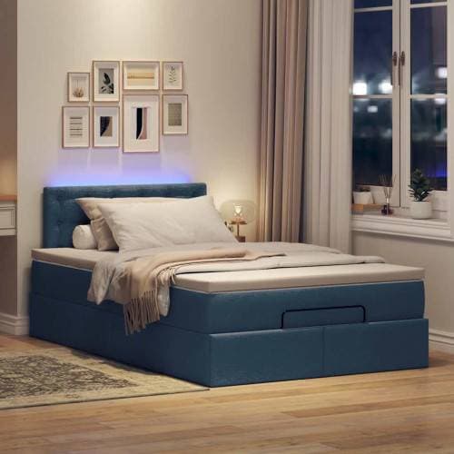 vidaXL Ottoman Säng Med Madrass Blå 120x200 cm Sängpaket