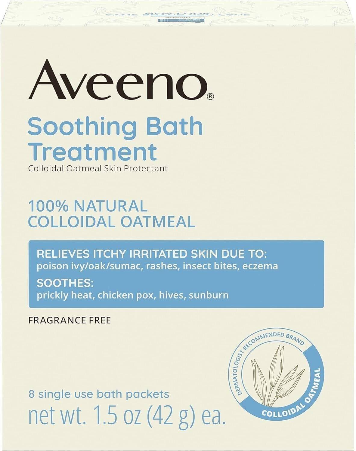 Aveeno Soothing Bath Treatment Fragrance Free 8 Packets 8-pack