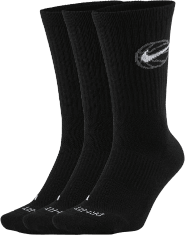 Nike Everyday Crew Basketball Socks 3-pack - Black/White
