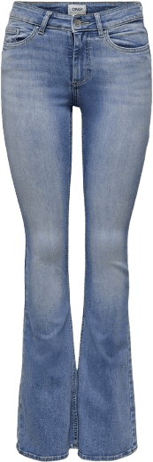Only Blush Mid Waist Flared Fit Jeans - Blue/Light Blue Denim