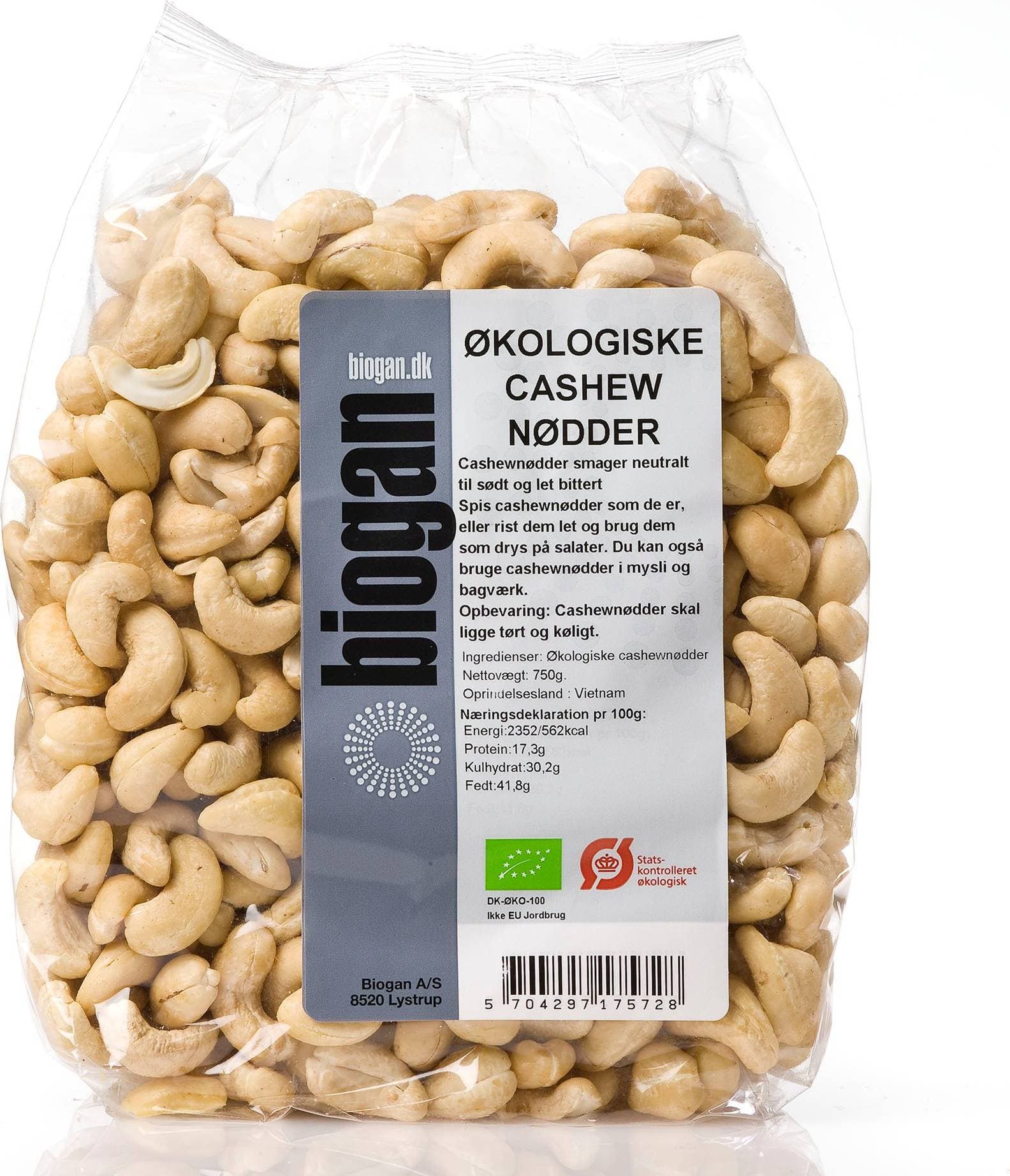 Biogan Organic Cashewnuts 750g 1pack