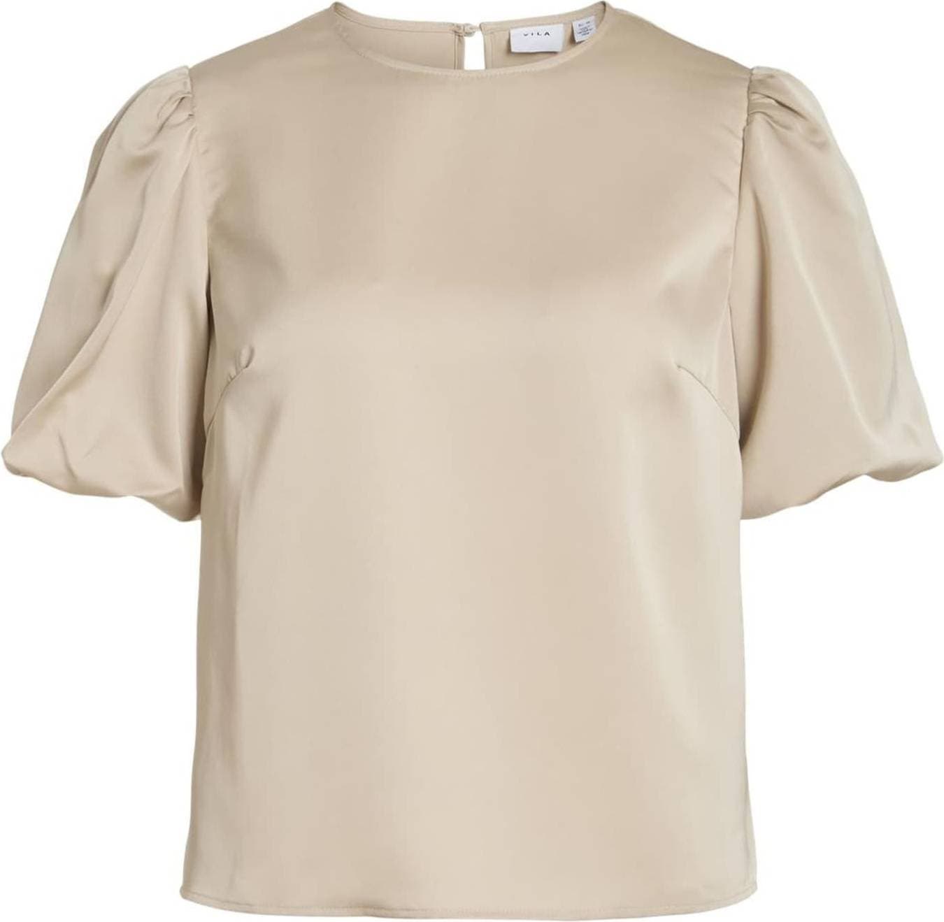 Vila 2/4 Satin Puff Top - Grå