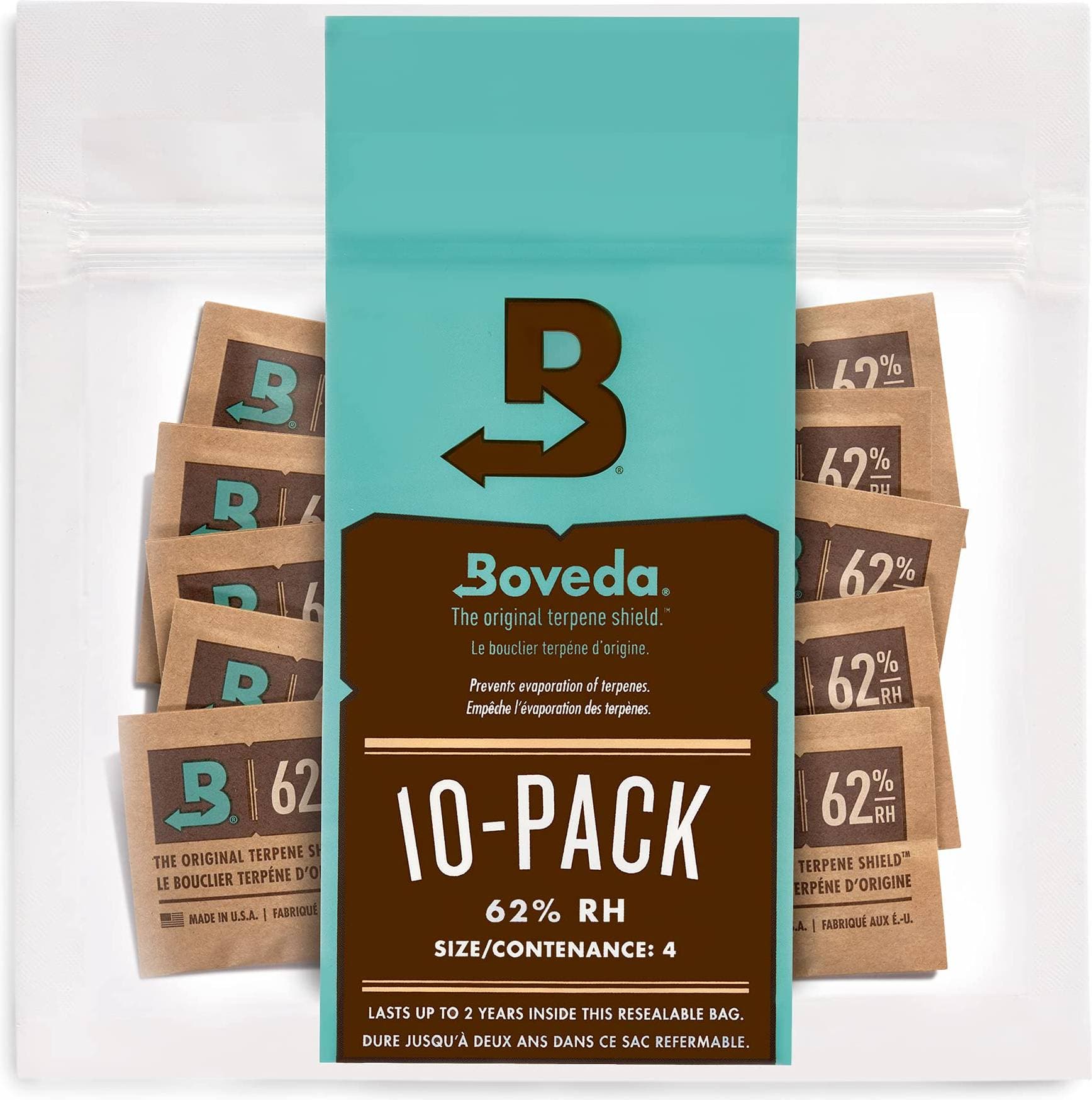 Boveda Lagring För Örtväxer 62% RH 10 Återförslutningsbara Påsar