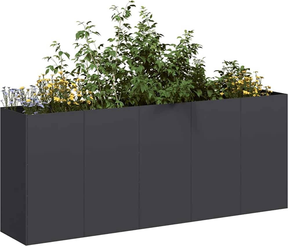 vidaXL Planteringskärl Svart 200 x 40 x 80 cm Kallvalsat Stål