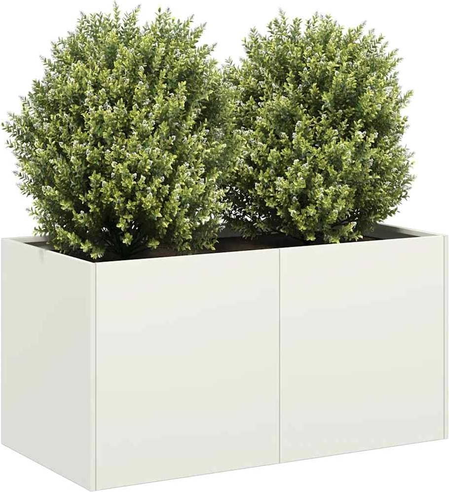 vidaXL Odlingslåda Vit 80 x 40 x 40 cm Kallvalsat Stål