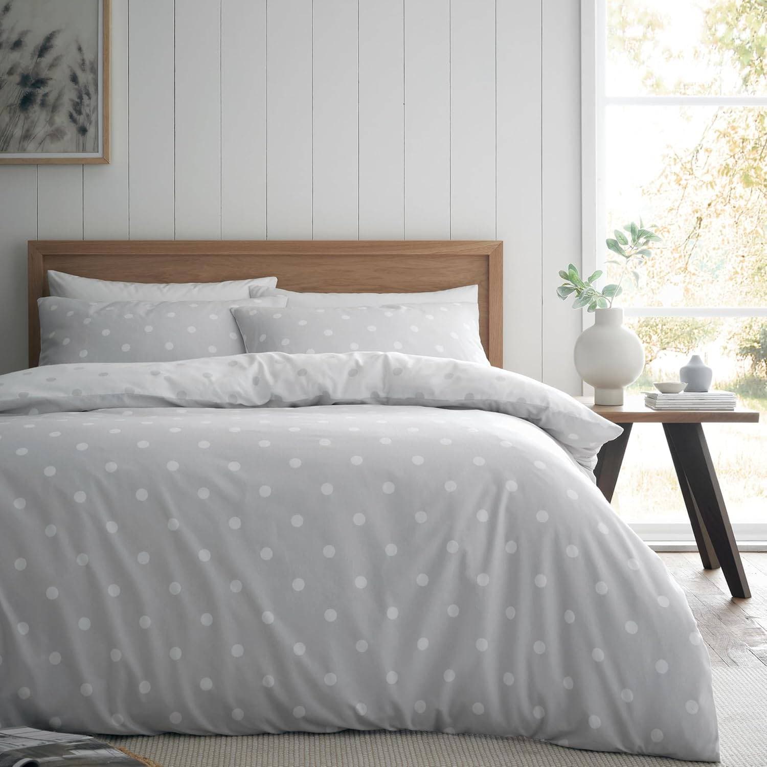 Catherine Lansfield Brushed Polka Dot Påslakan Grå (230x220cm)