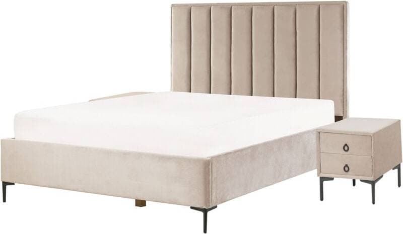 Beliani Sovrumsset Sezanne 160x200 cm Beige/Grå/Svart Sängpaket