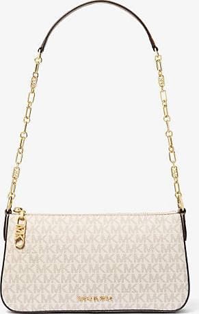 Michael Kors MK Empire Medium Signature Logo Chain Link Pochette - Vit