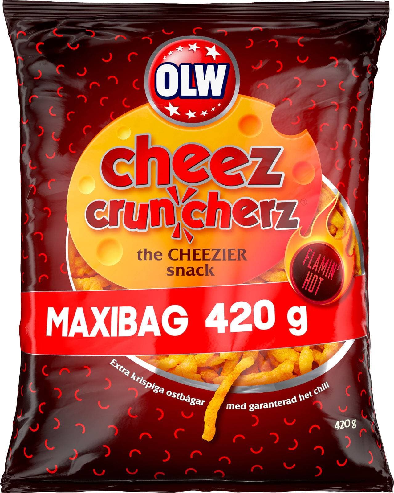 Olw Cheez Cruncherz Flamin Hot 420g 1pack