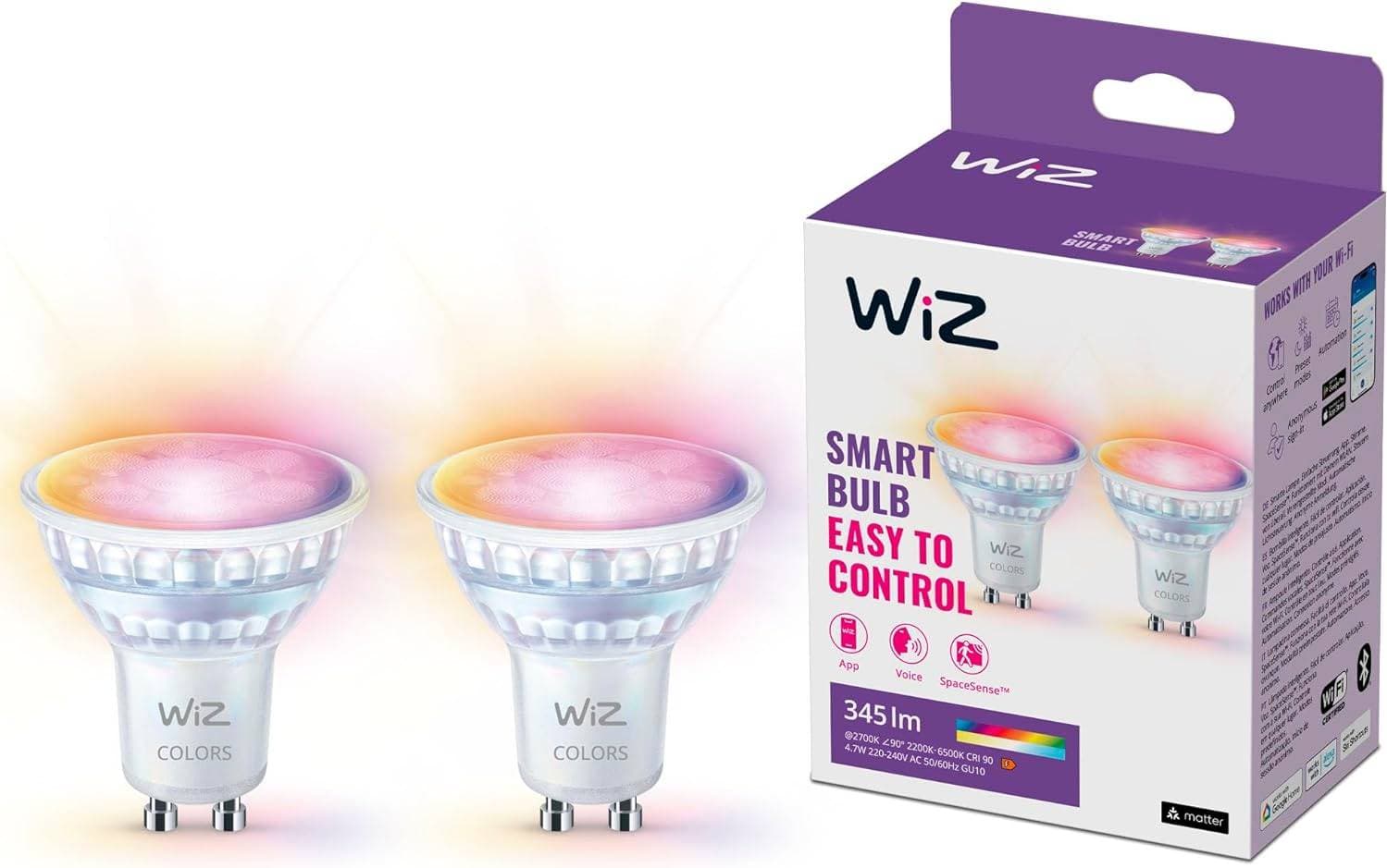 WiZ Smart LED GU10 50W 345lm Färg Varm-kallvit 2-pack