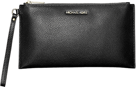 Michael Kors Jet Set Travel Pebbled Läder Stor Topp Blixtlås Armband - Svart