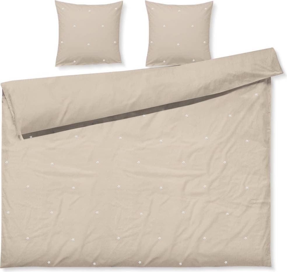 Juna Daisy Bäddset 220x220 cm Sand-Vit Påslakan Beige, Vit (220x220cm)