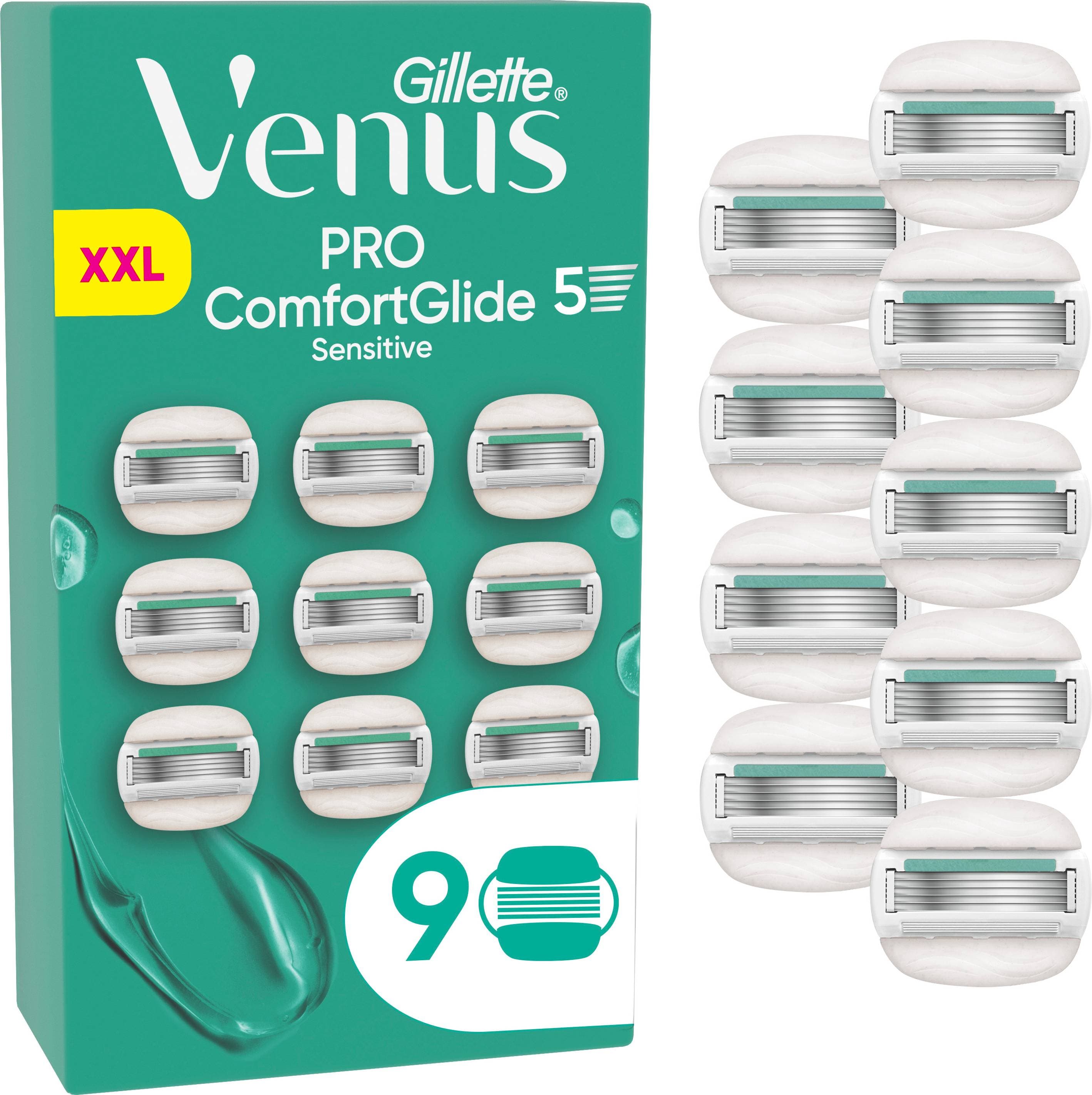 Venus Gillette Pro ComfortGlide Sensitive Rakblad 9 st