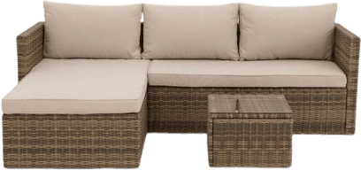 Sunfun Soffgrupp Larvik Konstrotting Natur Loungeset, 1 Bord inkl. 1 Soffor