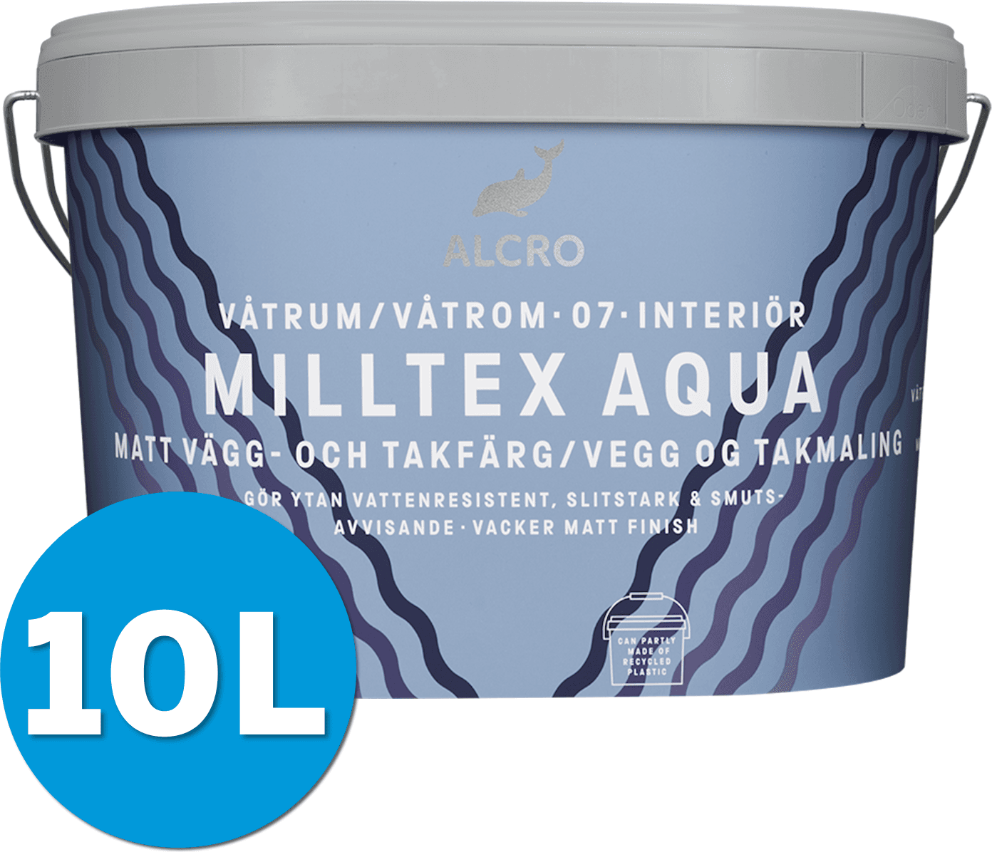 Alcro Milltex Aqua Matt Täckfärg för Våtrum 10L Våtrumsfärg