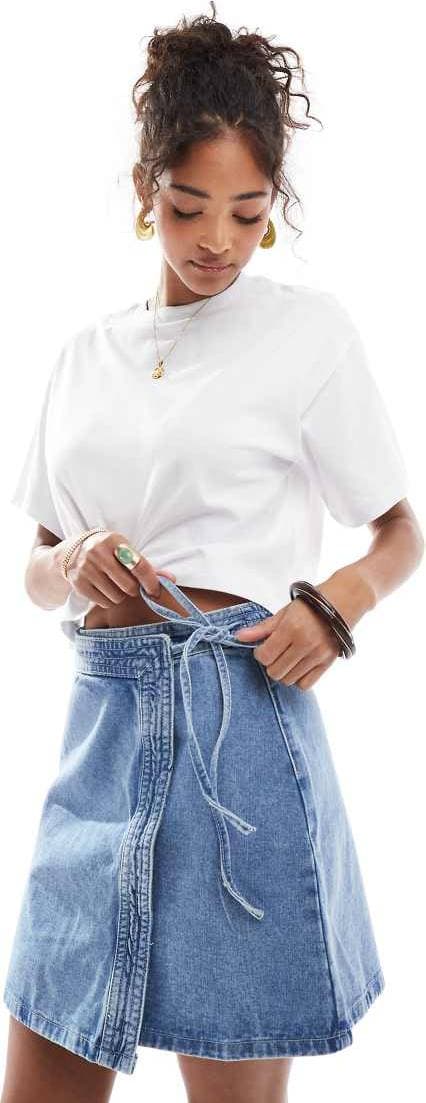 Vero Moda Omlottkjol VmLiza MR Short Denim Wrap Skirt - Blå