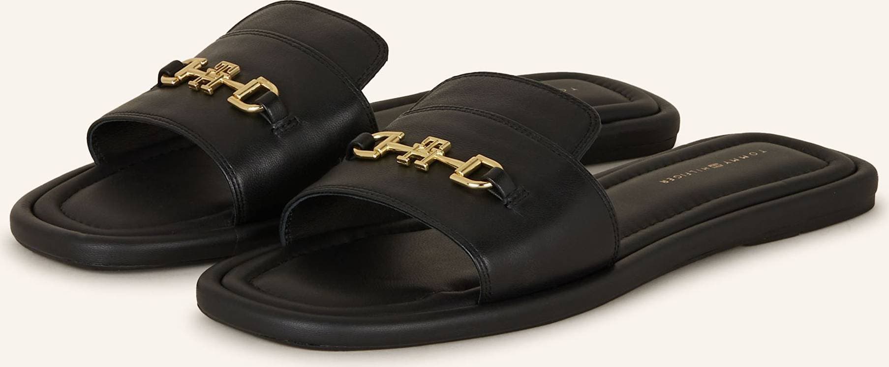 Tommy Hilfiger TH Leather Horsebit Mule Sandaler - Black