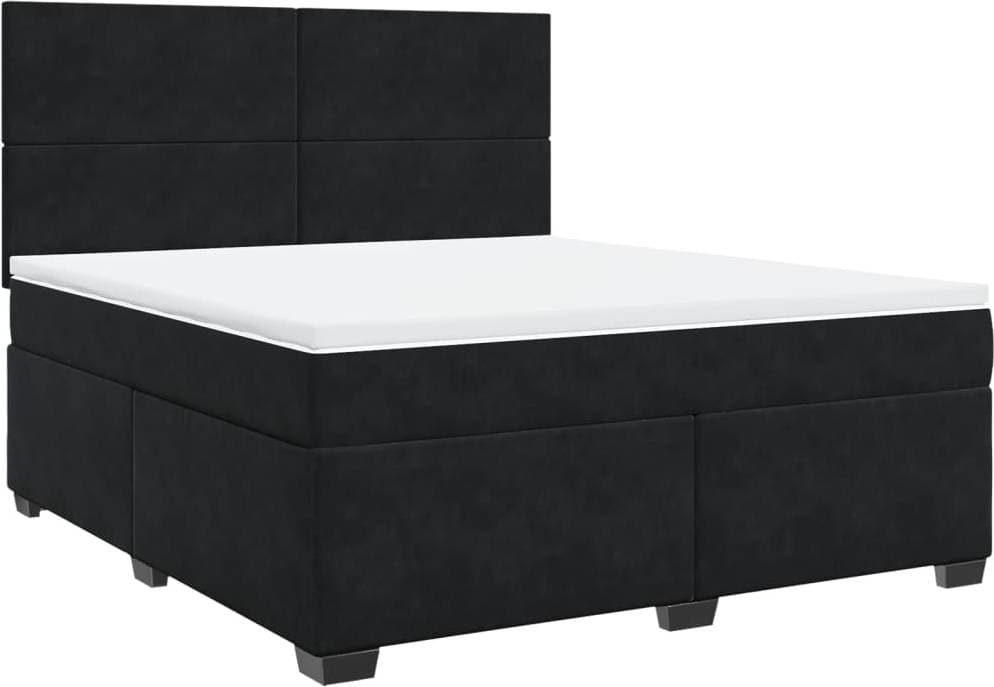 vidaXL Ramsäng Med Madrass Svart 180x200 Cm Sammet Kontinentalsäng 180x200cm